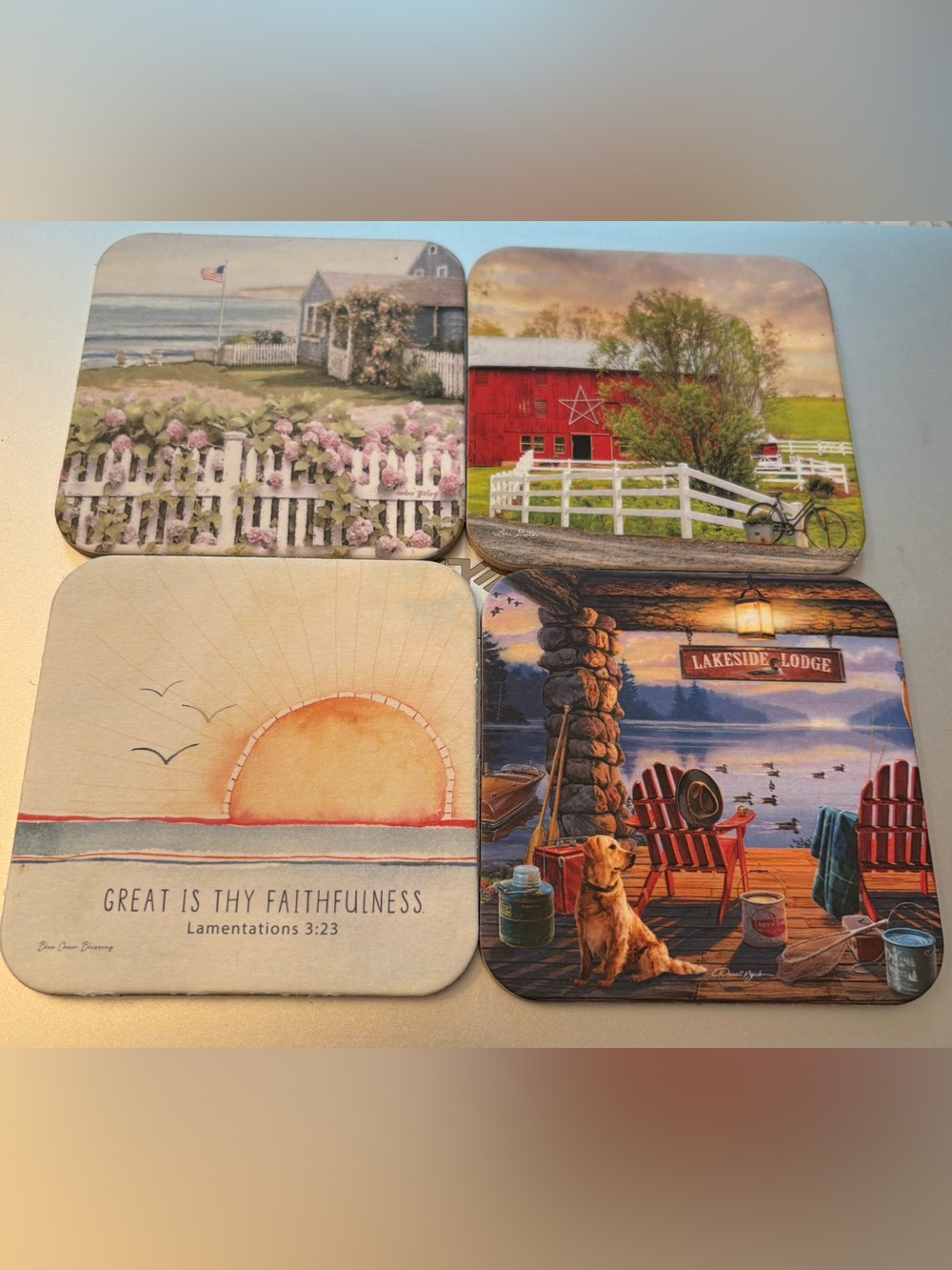 Set of 4 Lakeside Lodge Scenic (Cork) Coaster